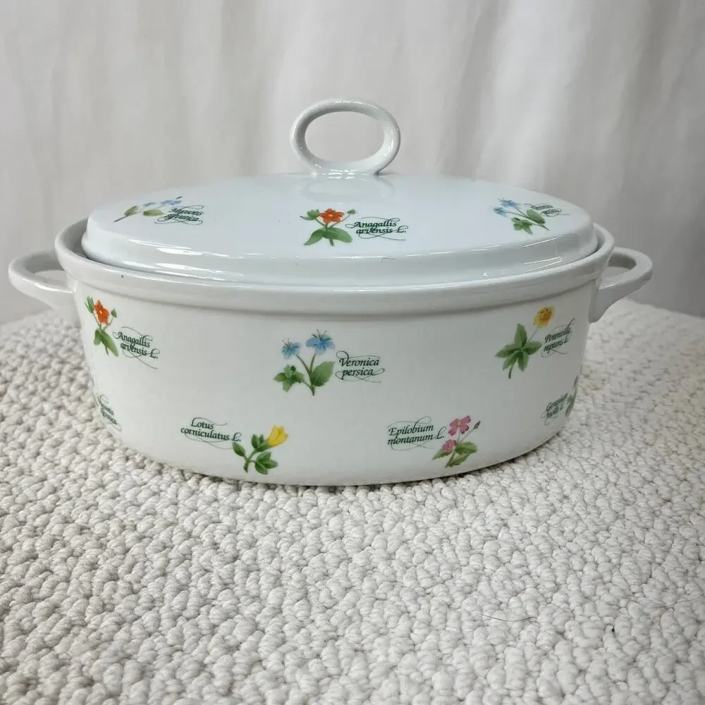 Floret by Anchor Ovenware Oval Casserole 2 Qt With Lid Discontinued Vintage